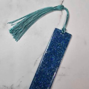 blue tinsel small bookmark